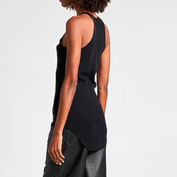 Rick Owens Womens Basic Ribbed Tank Top Black Viscose Size 4 Racerback - Picture 3 of 4